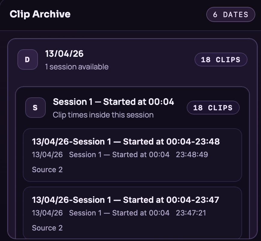 Marshal Assist incident clip player and date-based clip archive